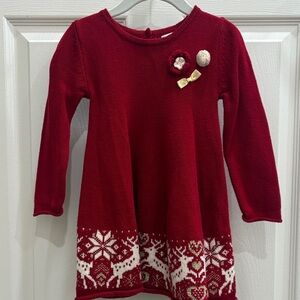 Heirlooms by Polly Flinders girls 2T Red Knit Dress with Snowflake Pattern